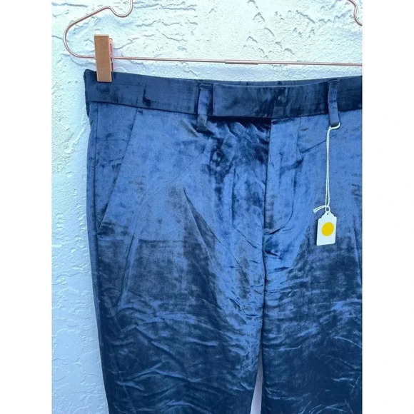 Paul Smith Womens Flat Front Velvet Trouser Pants Blue Sz M - Picture 3 of 16